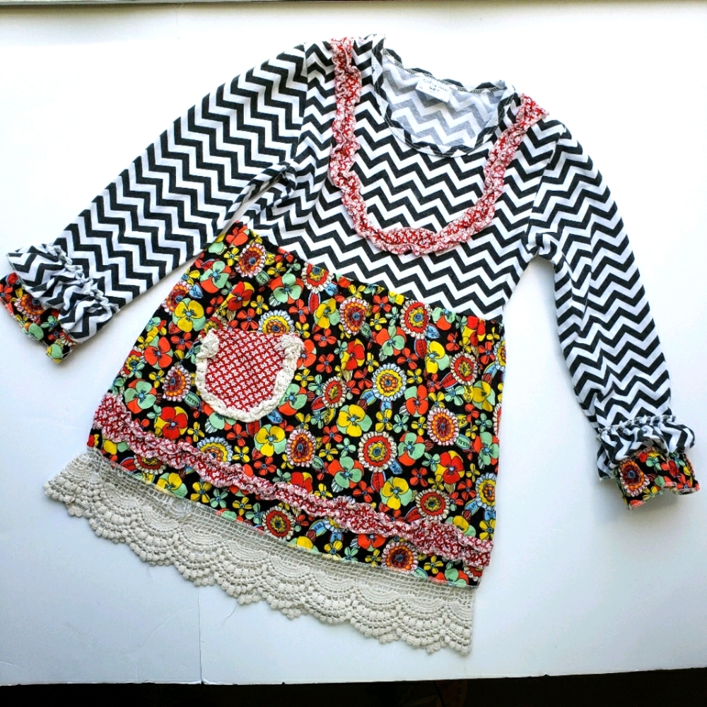 Tutu & Lulu mixed media ruffle patchwork dress